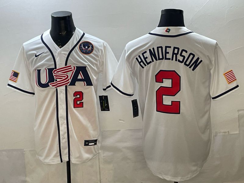 Men 2026 World Cub USA #2 Henderson White Game Nike MLB Jersey style 006->more jerseys->MLB Jersey